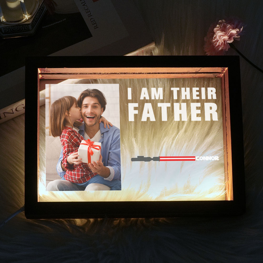 Personalized I Am Their Father Night Light Frame Box Saber Plaque Personalized Gift Father's Day Gifts