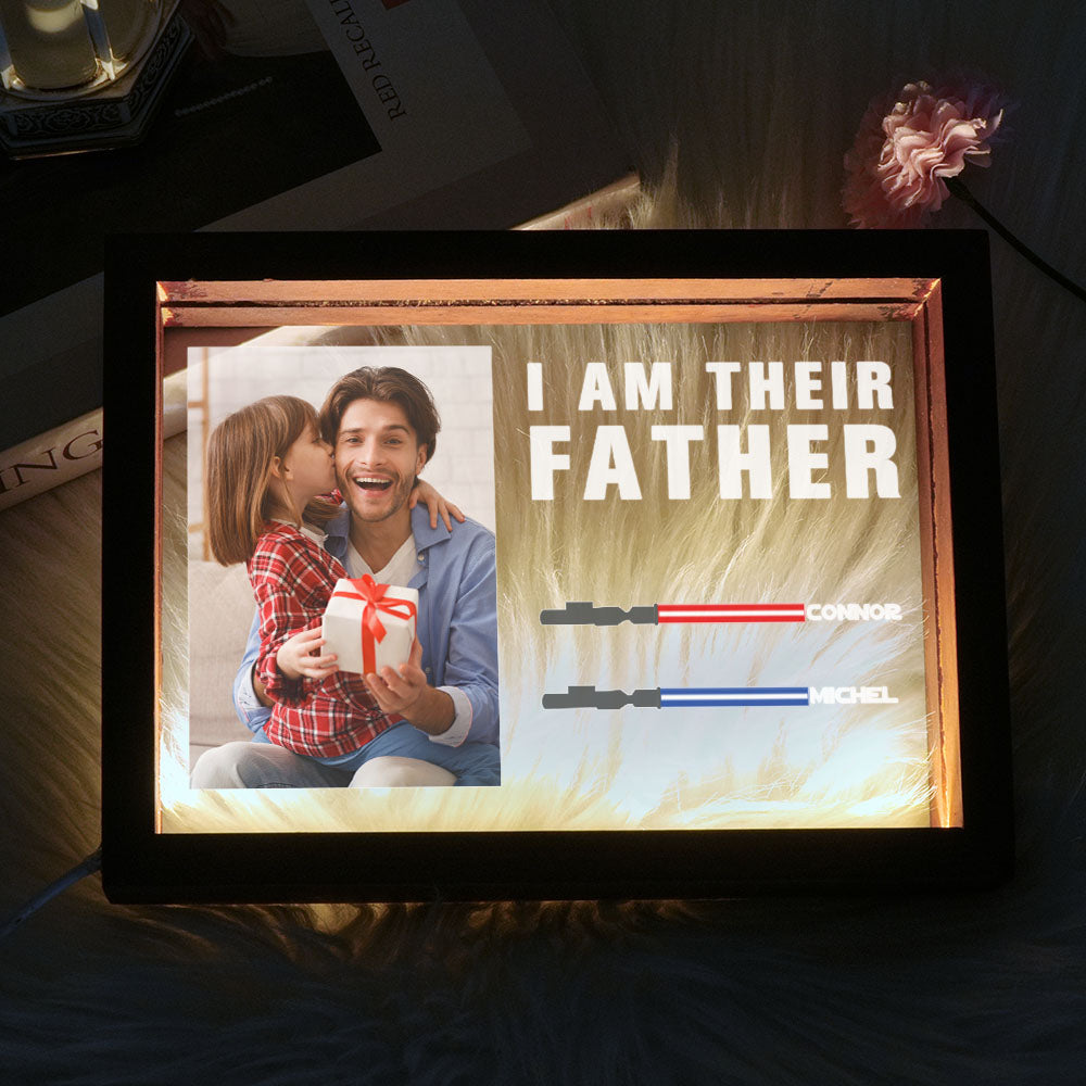 Personalized I Am Their Father Night Light Frame Box Saber Plaque Personalized Gift Father's Day Gifts