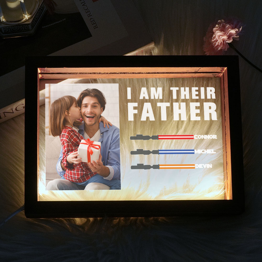 Personalized I Am Their Father Night Light Frame Box Saber Plaque Personalized Gift Father's Day Gifts