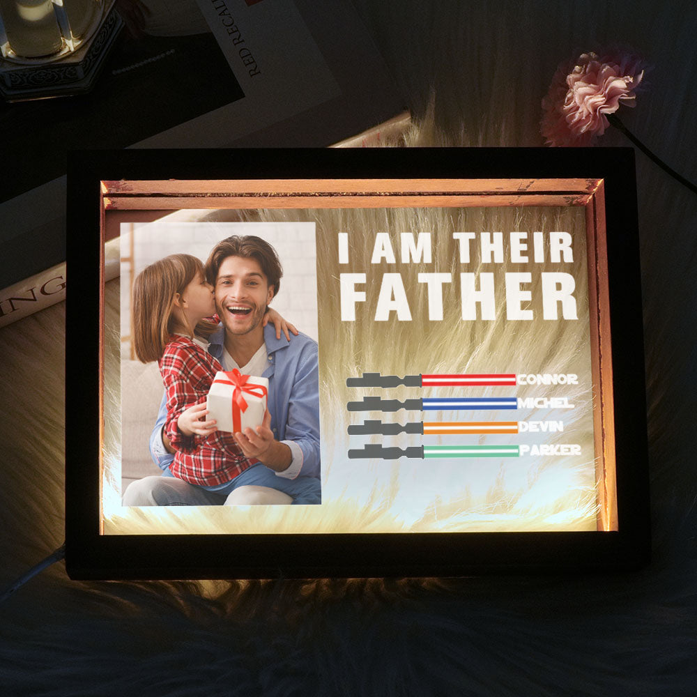 Personalized I Am Their Father Night Light Frame Box Saber Plaque Personalized Gift Father's Day Gifts