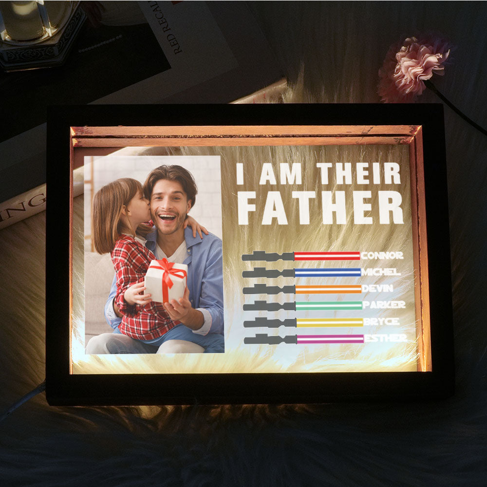 Personalized I Am Their Father Night Light Frame Box Saber Plaque Personalized Gift Father's Day Gifts