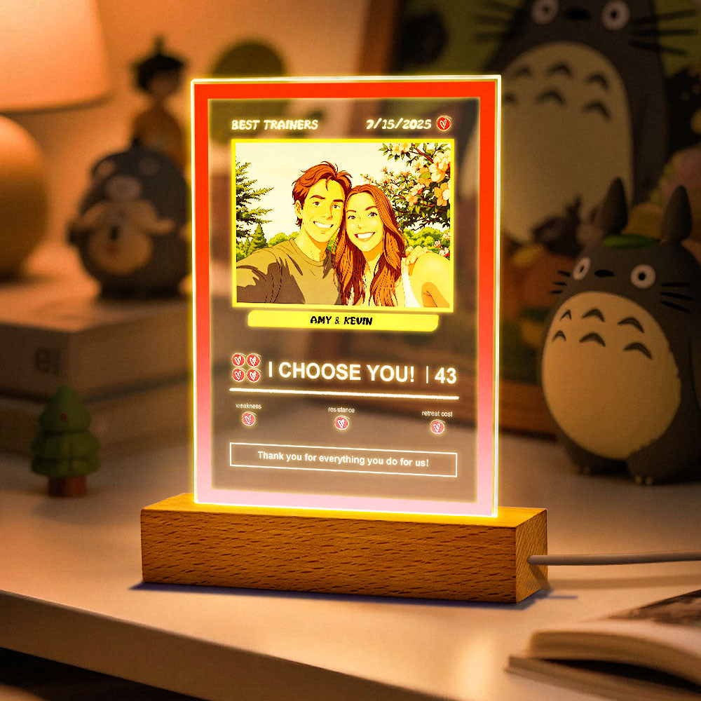Custom Acrylic Poke Card Personalized Photo and Text Lamp Plaque Night Light Romantic Gift