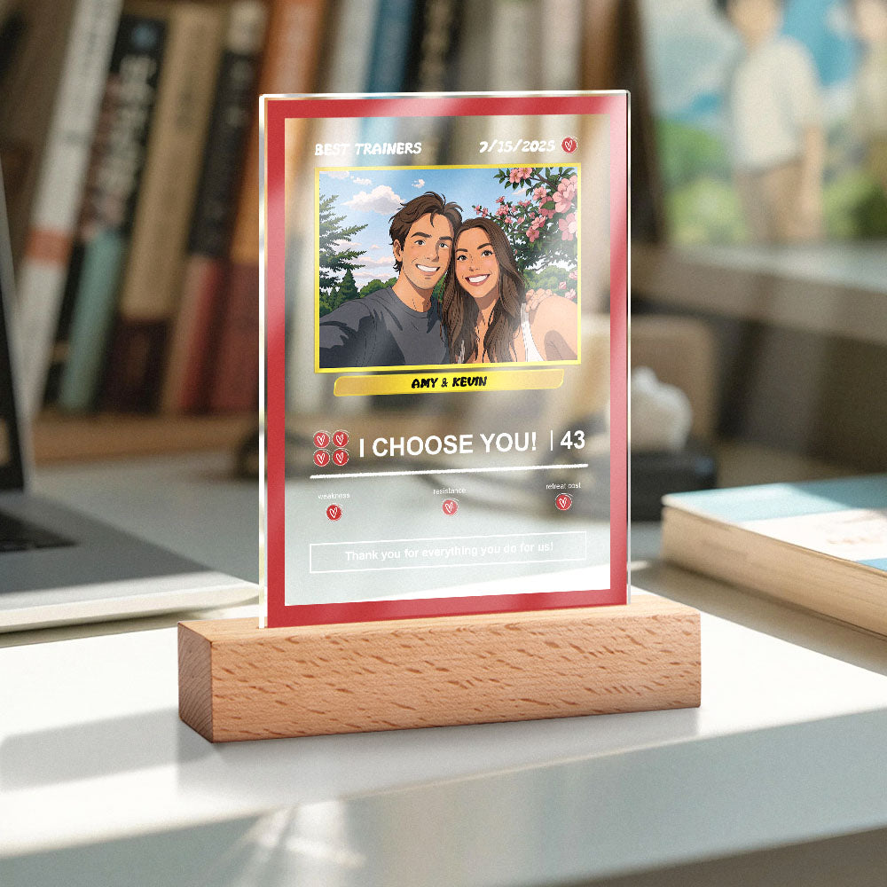 Custom Acrylic Poke Card Personalized Photo and Text Lamp Plaque Night Light Romantic Gift