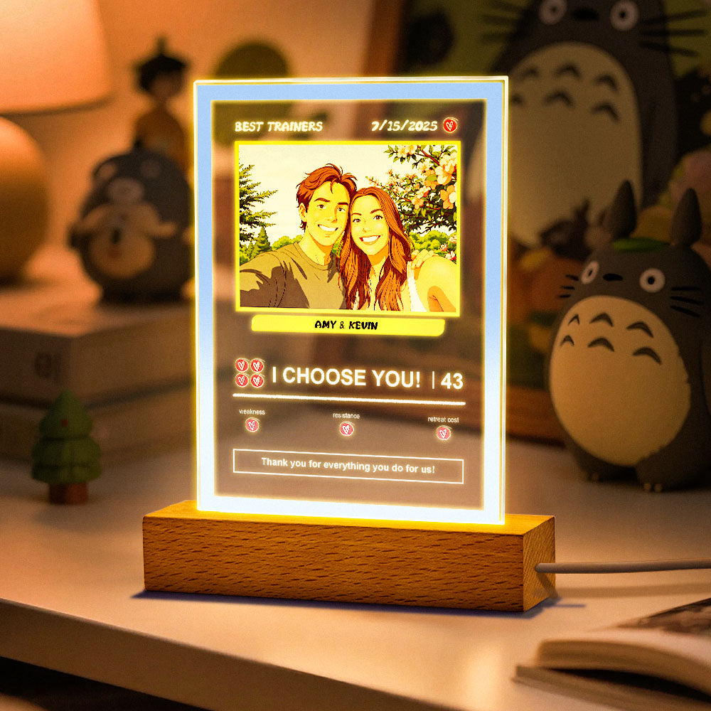 Custom Acrylic Poke Card Personalized Photo and Text Lamp Plaque Night Light Romantic Gift