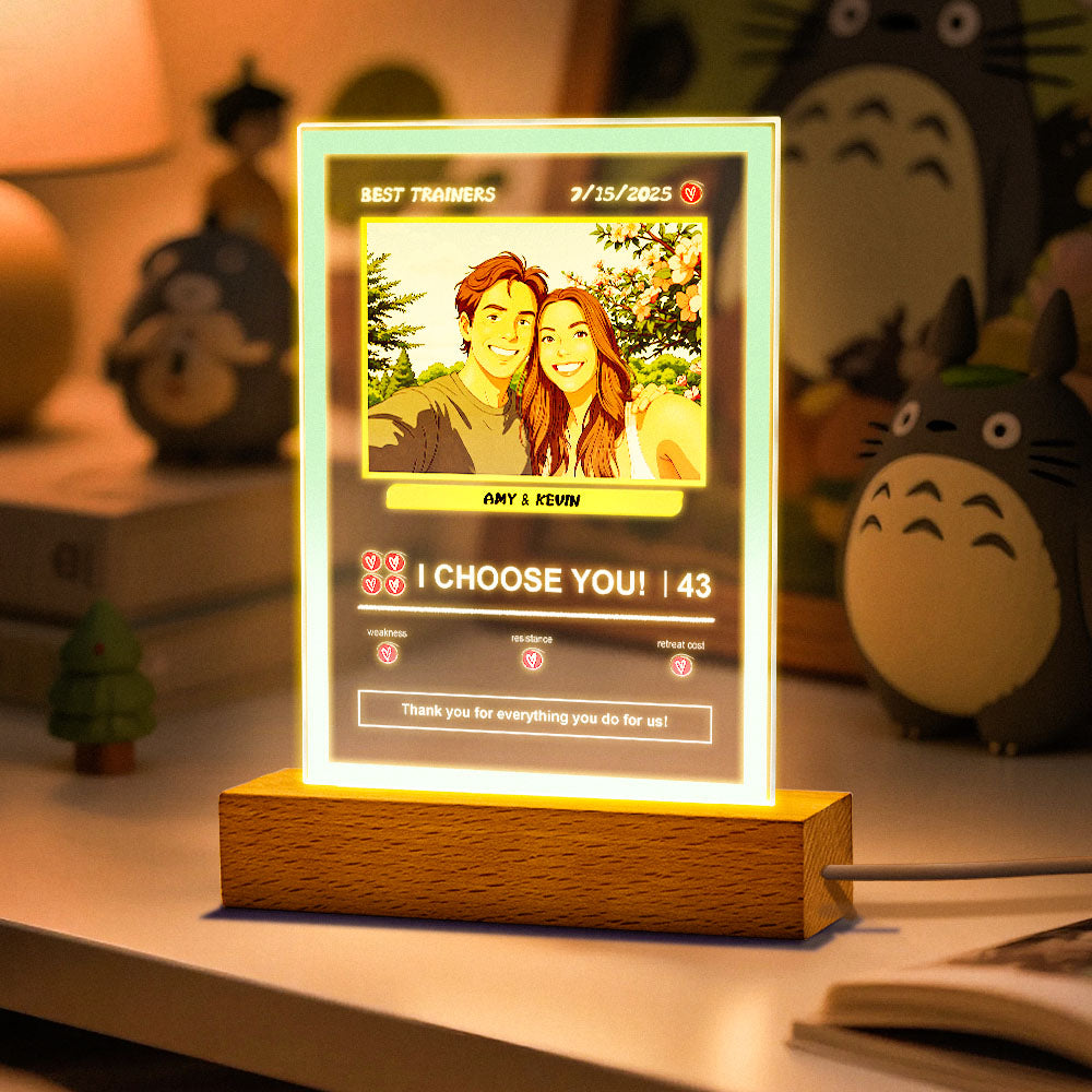 Custom Acrylic Poke Card Personalized Photo and Text Lamp Plaque Night Light Romantic Gift