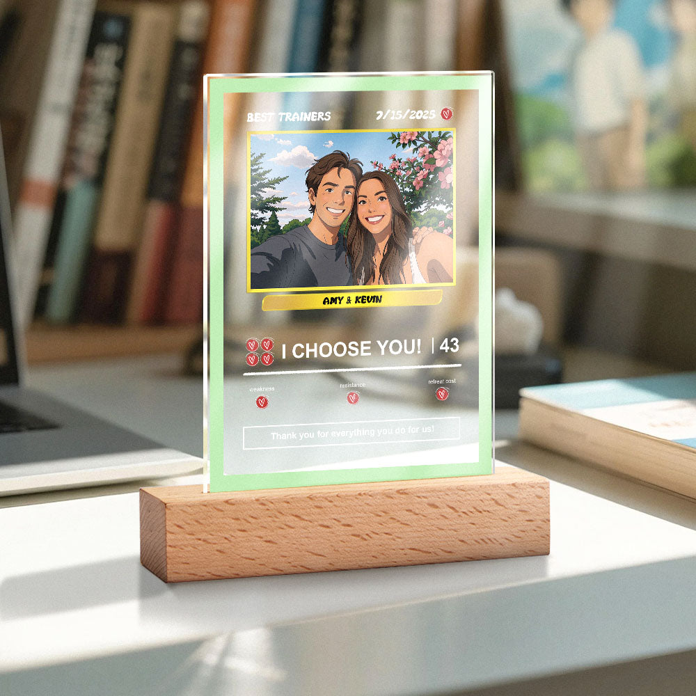 Custom Acrylic Poke Card Personalized Photo and Text Lamp Plaque Night Light Romantic Gift
