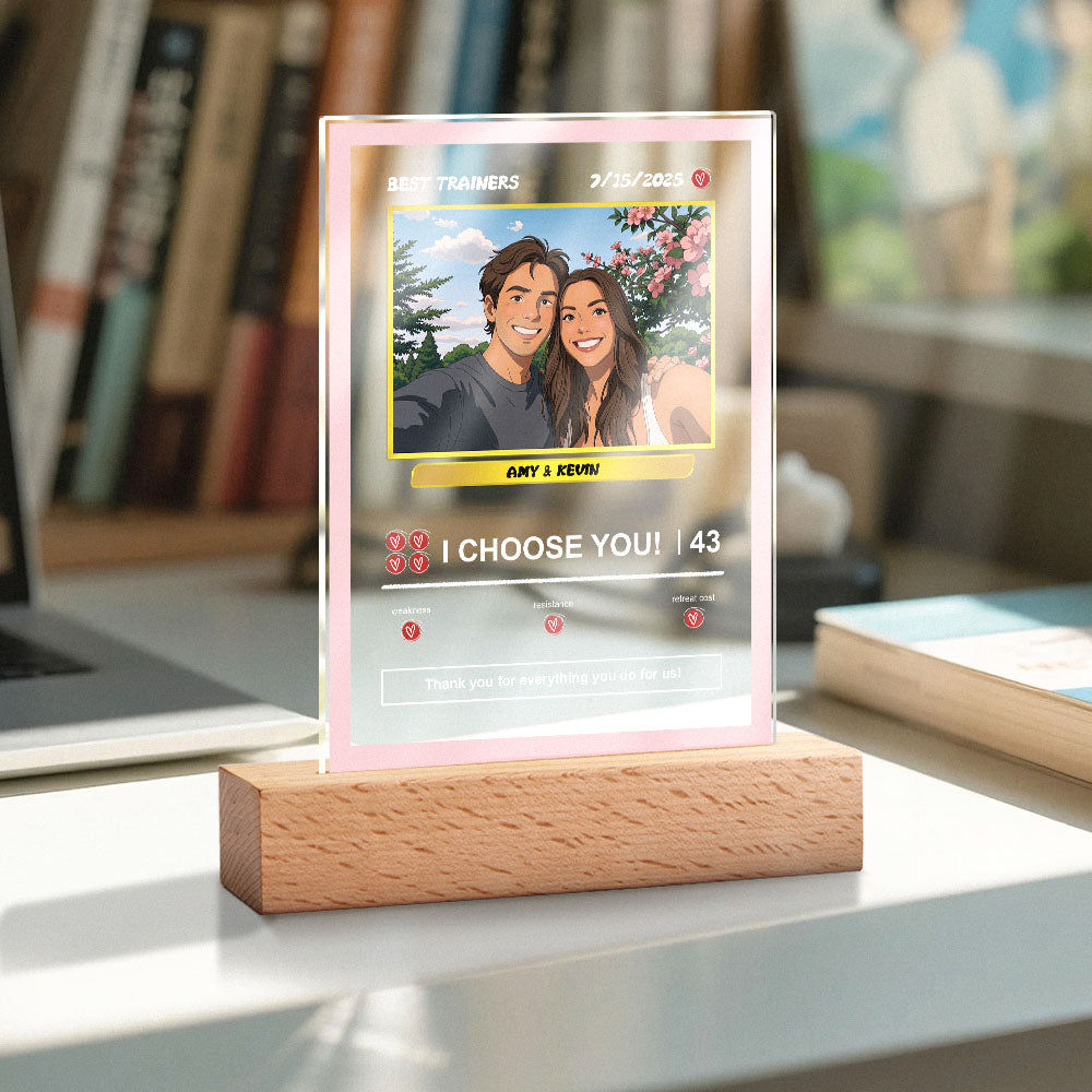 Custom Acrylic Poke Card Personalized Photo and Text Lamp Plaque Night Light Romantic Gift