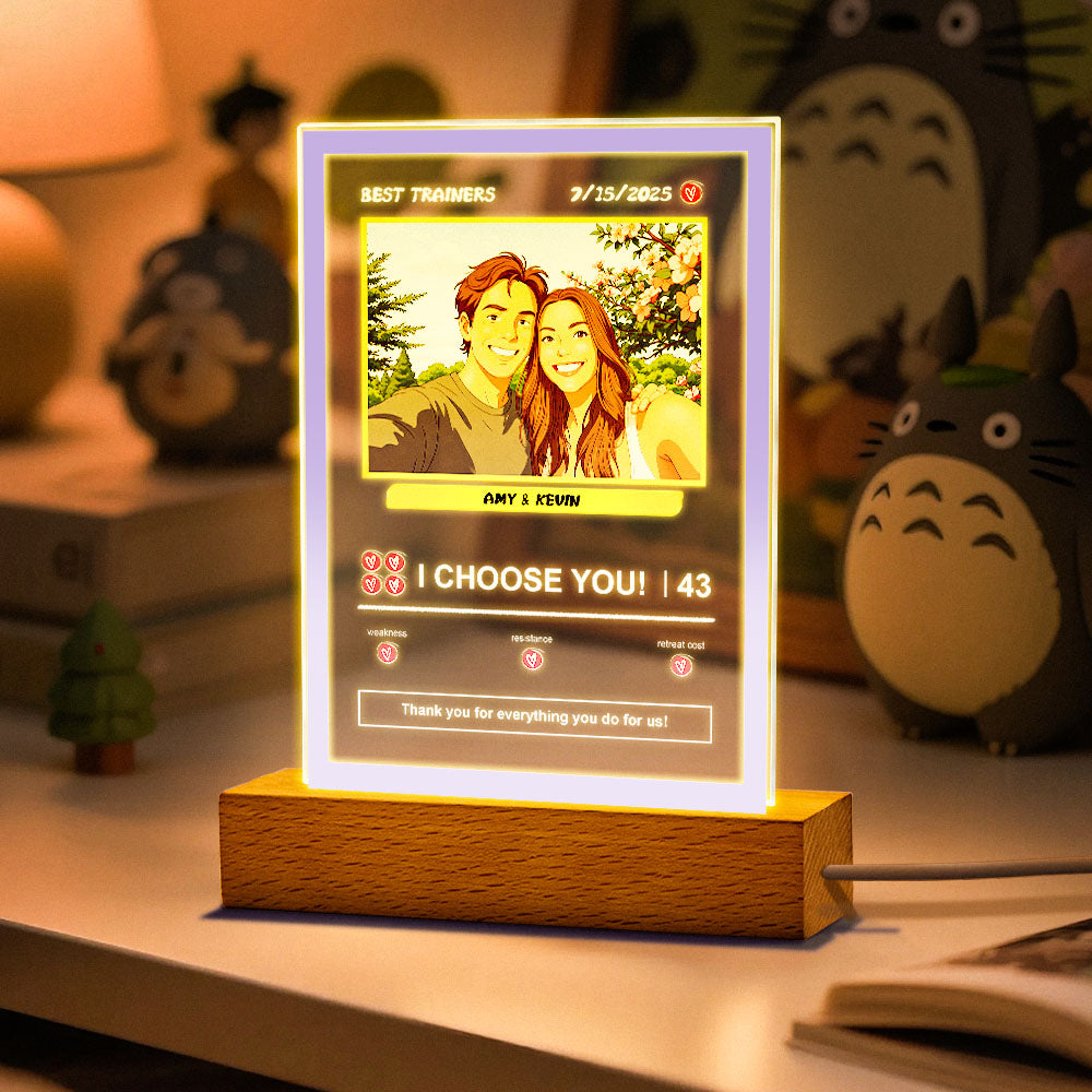Custom Acrylic Poke Card Personalized Photo and Text Lamp Plaque Night Light Romantic Gift