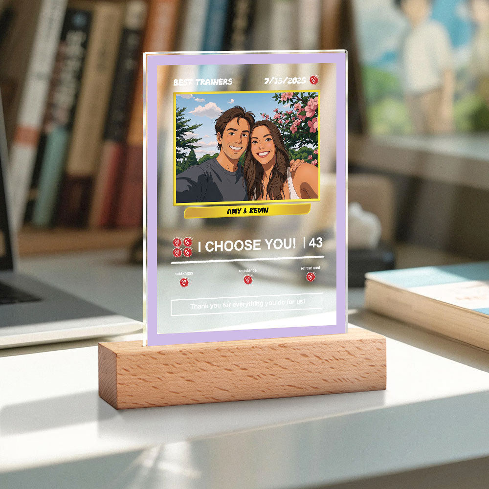 Custom Acrylic Poke Card Personalized Photo and Text Lamp Plaque Night Light Romantic Gift