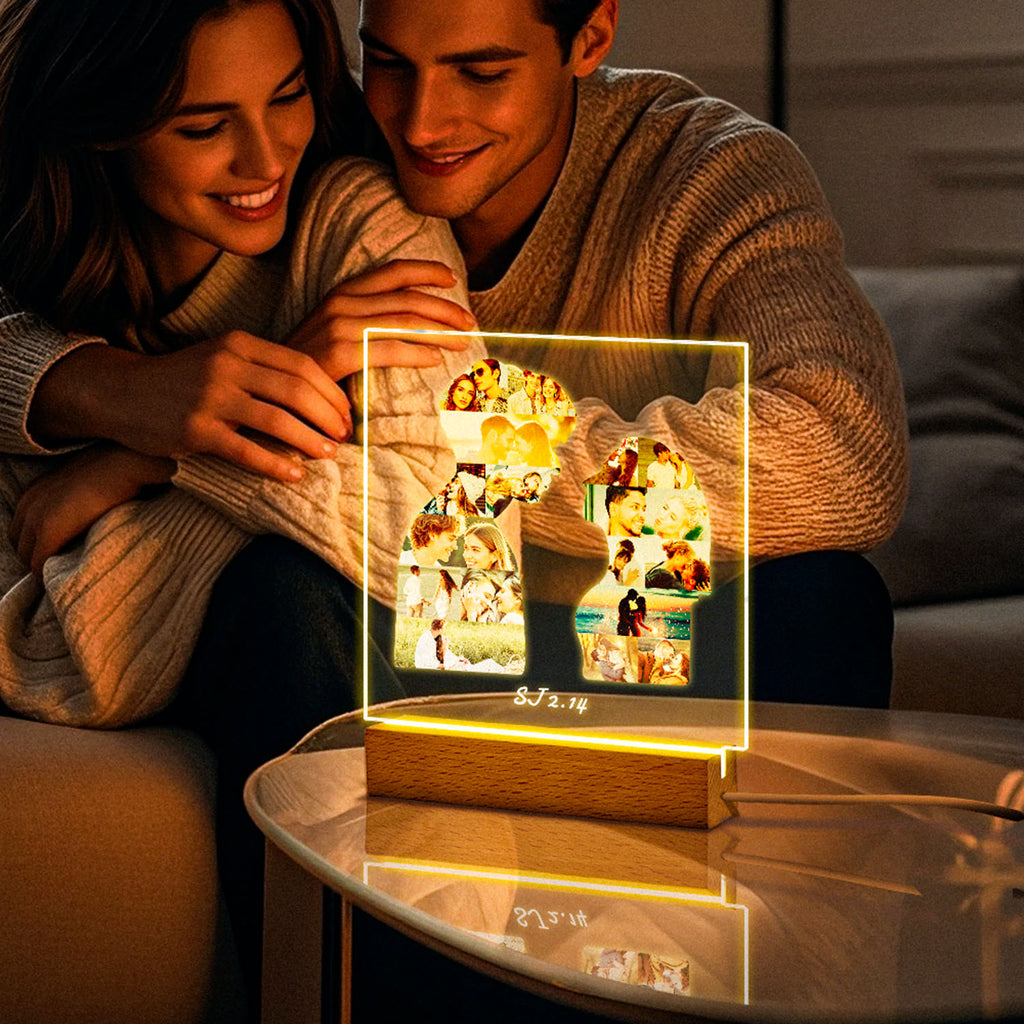 Custom Photo Silhouette Light Frame Display Anniversary Gift Couple Gift