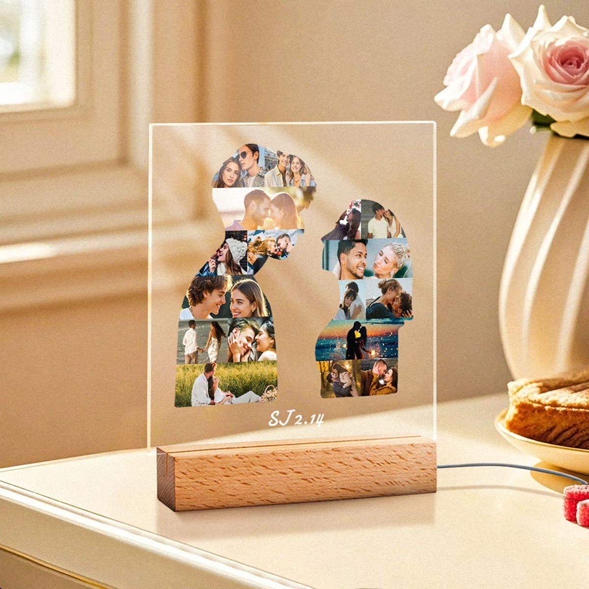 Custom Photo Silhouette Light Frame Display Anniversary Gift Couple Gift
