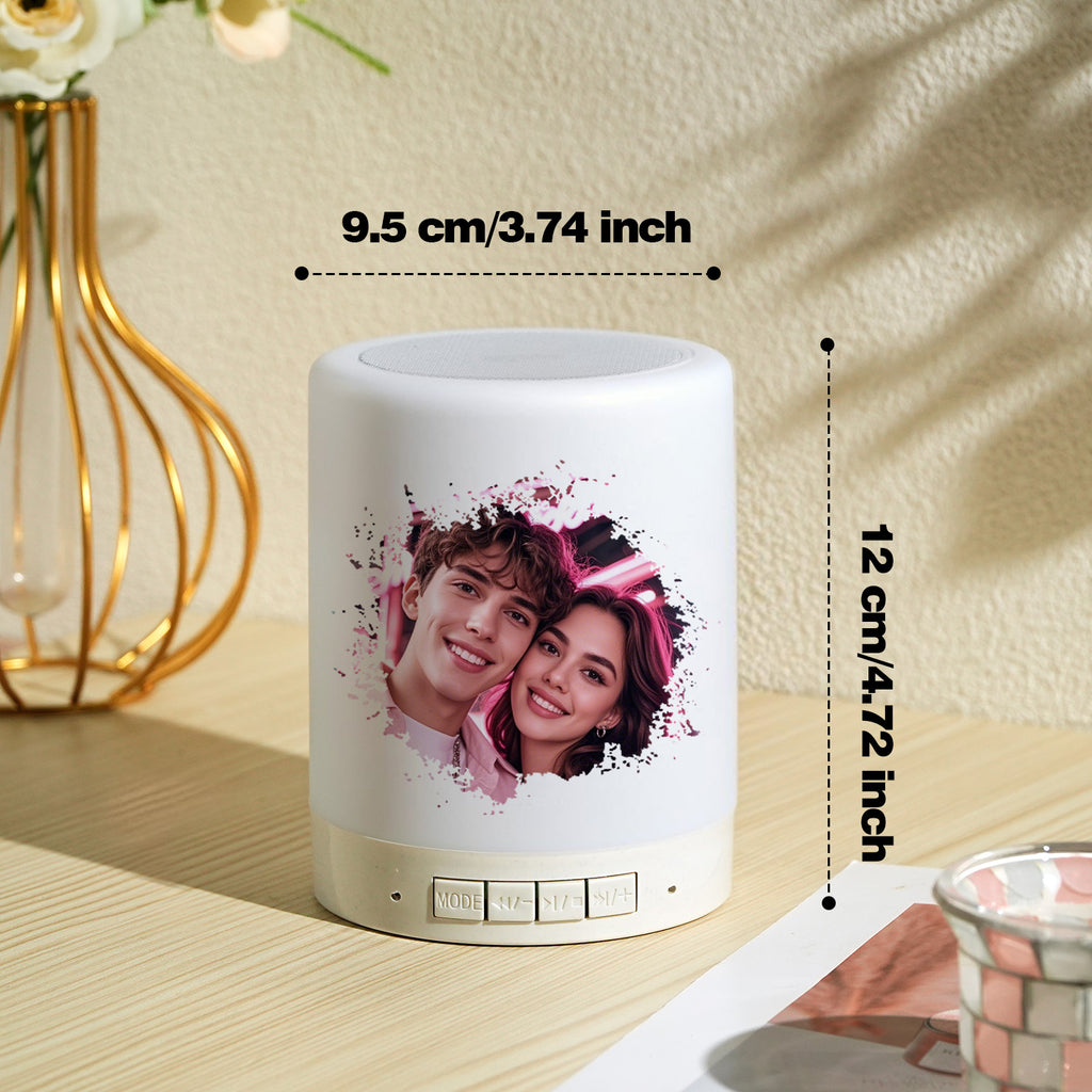 Personalised Bluetooth Speaker Night Light Custom Photo and Text Best Gifts for Her
