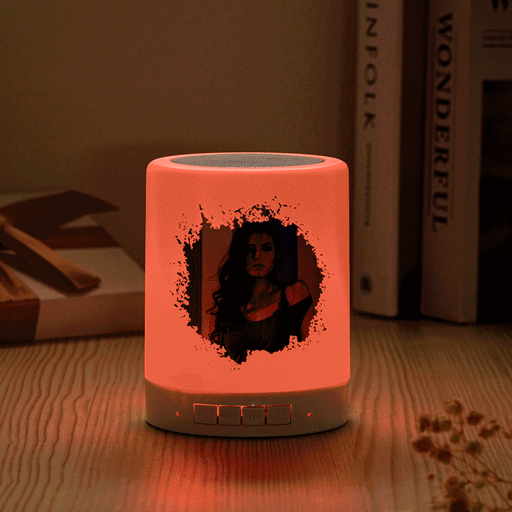 Personalised Bluetooth Speaker Night Light Custom Photo and Text Best Gifts for Her