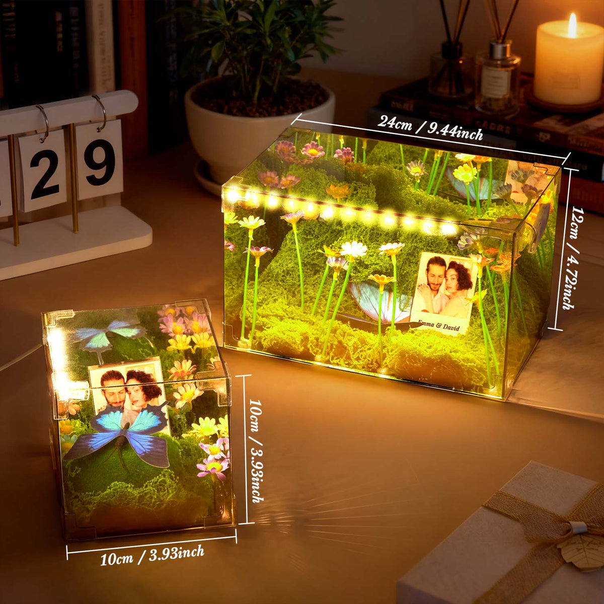 Customized Photo Butterfly Flower Sea Mirror Lamp Personalized DIY Set Flower Sea Gift For Lover