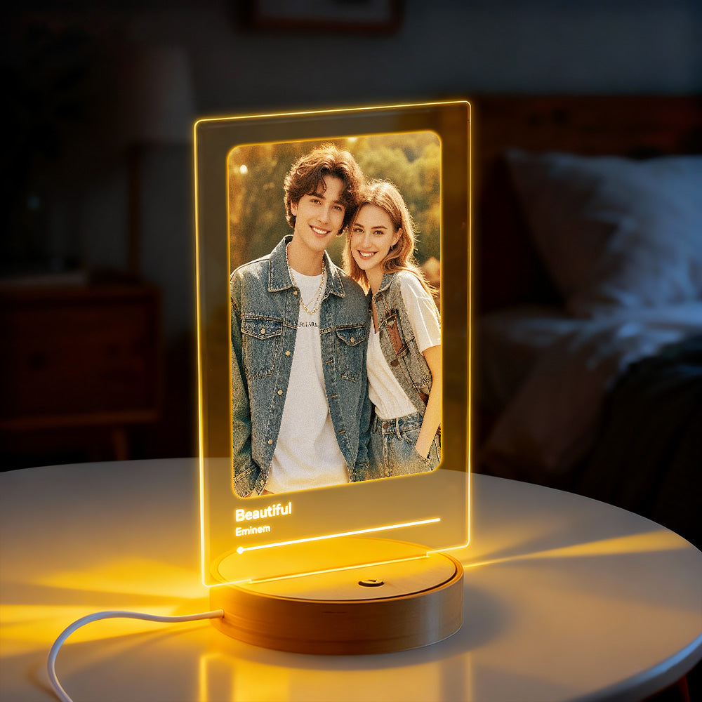 Custom One-Click Play Music Plaque LED Night Light with Speaker Can Play Without a Phone