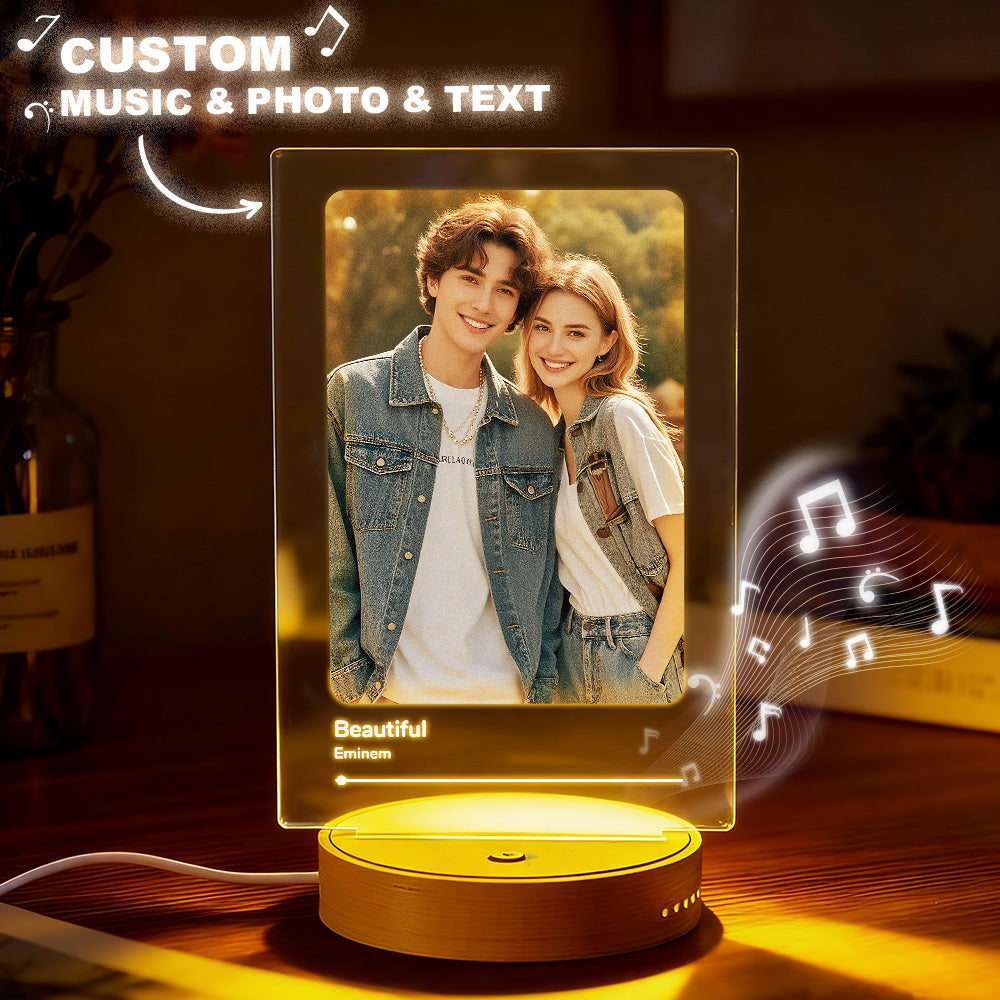 Custom One-Click Play Music Plaque LED Night Light with Speaker Can Play Without a Phone