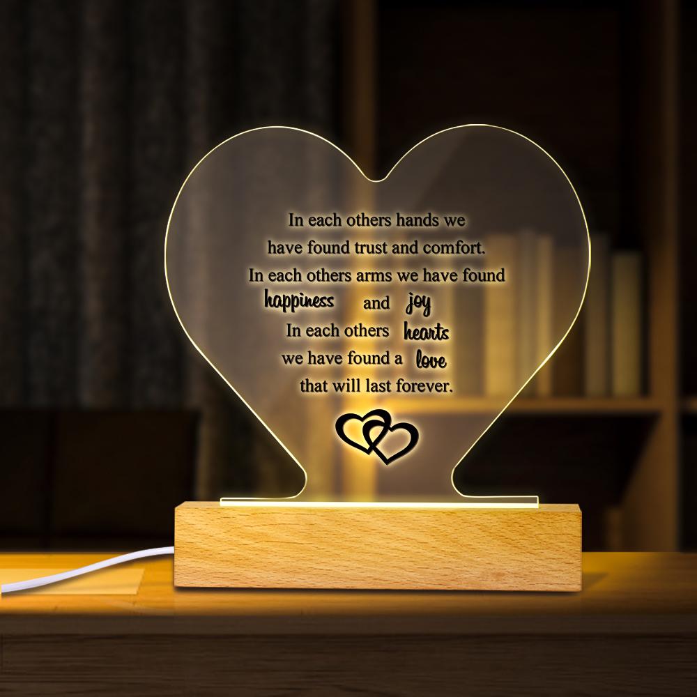 Custom Text Night Light Anniversary Gifts for Her Valentines Day