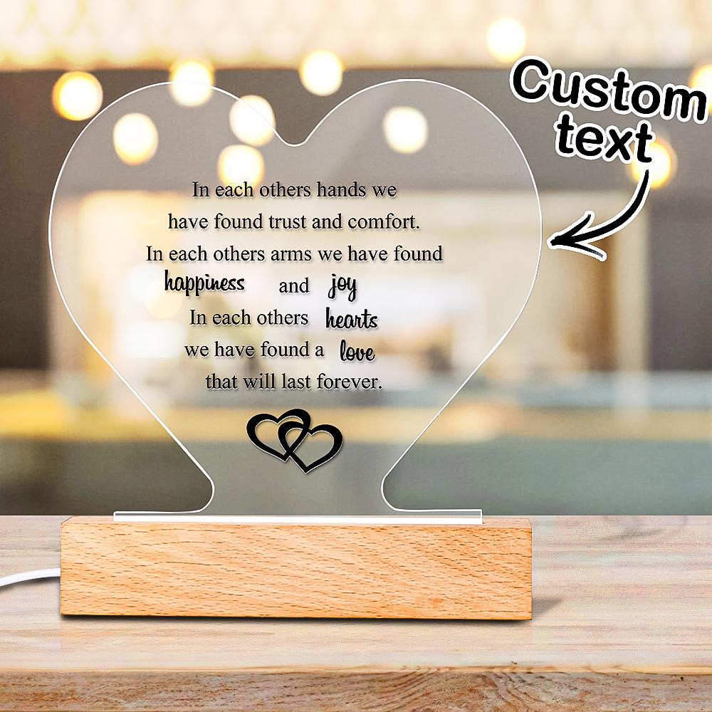 Custom Text Night Light Anniversary Gifts for Her Valentines Day