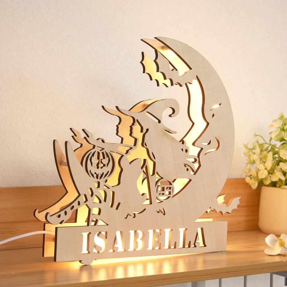 Custom Engraved Lamp Witch Moon LED Nightlight Gift for Friends