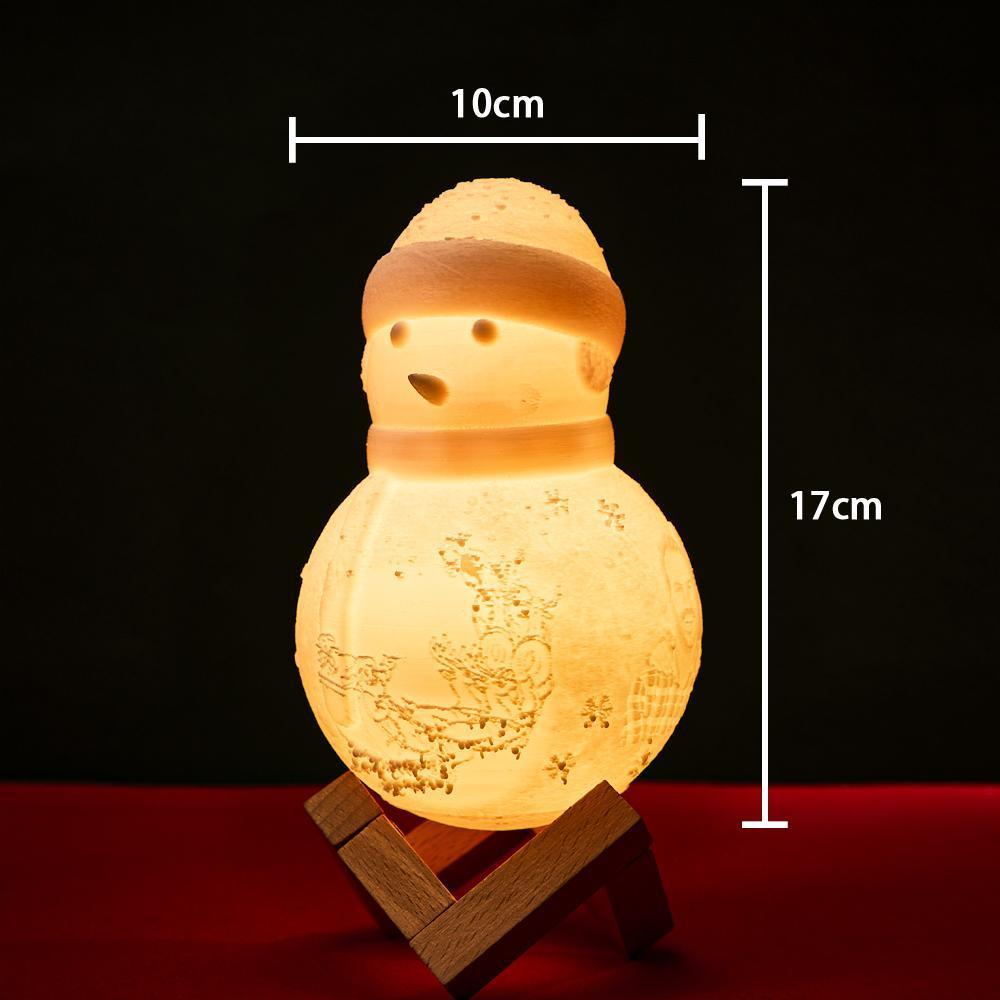 Snowman Lamp, Custom Photo Engraved Night Light Christmas Gift for Lover - Tap Six Colors