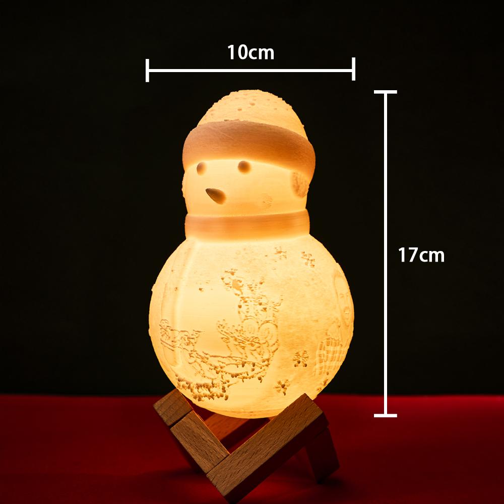 Custom Photo Engraved Night Light Snowman Lamp Christmas Gift - Tap Six Colors