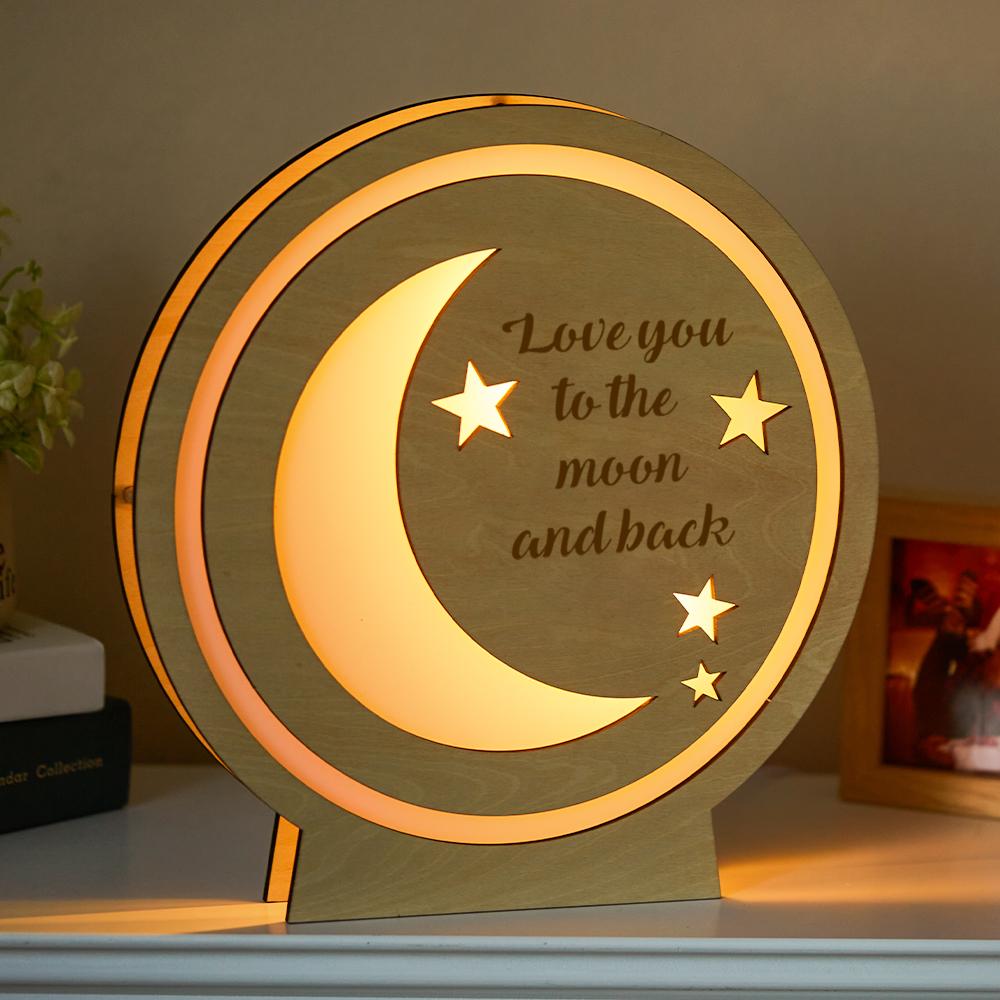 Custom Engraved Wooden Moonlight Lamp Gift for Your Family