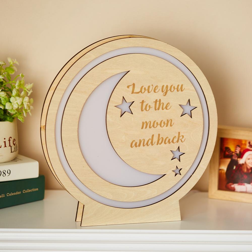Custom Engraved Wooden Moonlight Lamp Gift for Your Family