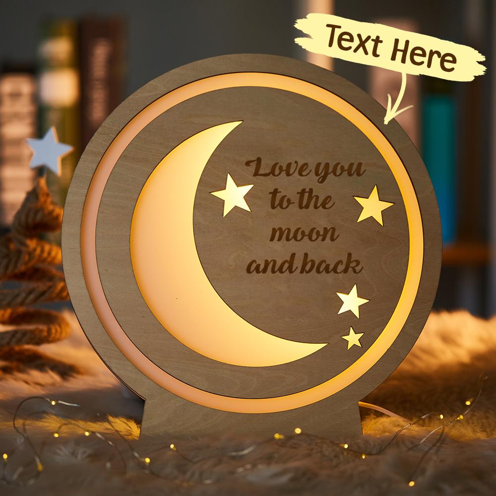 Custom Engraved Wooden Moonlight Lamp Gift for Your Family