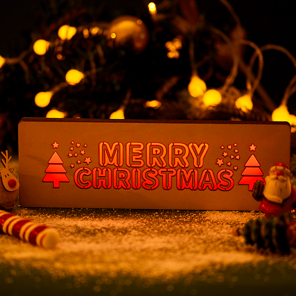 Custom Engraved Christmas Tree With a Variety of Lights Switch for Children Christmas Gifts