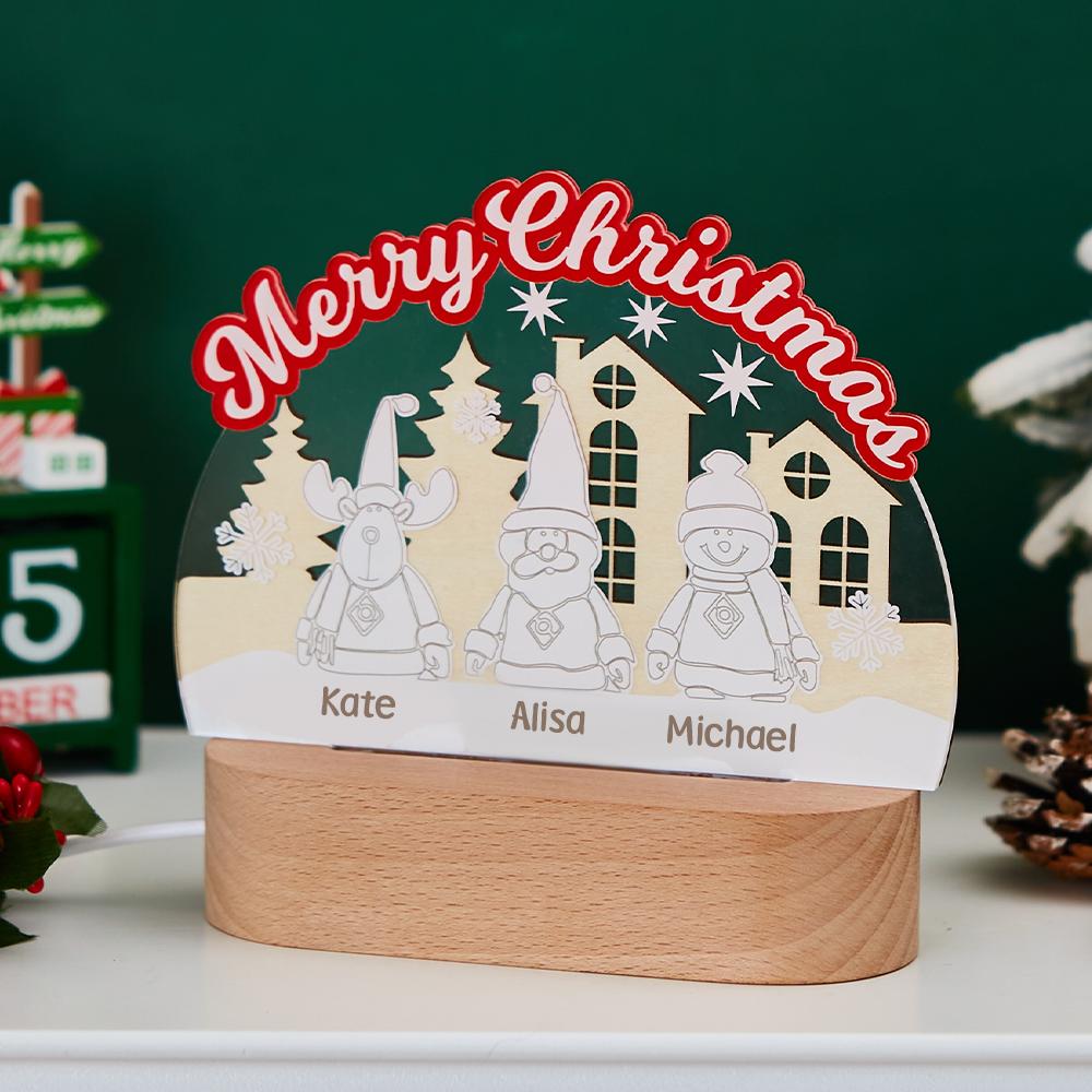 Custom Engraved Lamp Elk Santa Snowman Christmas Gift to Children