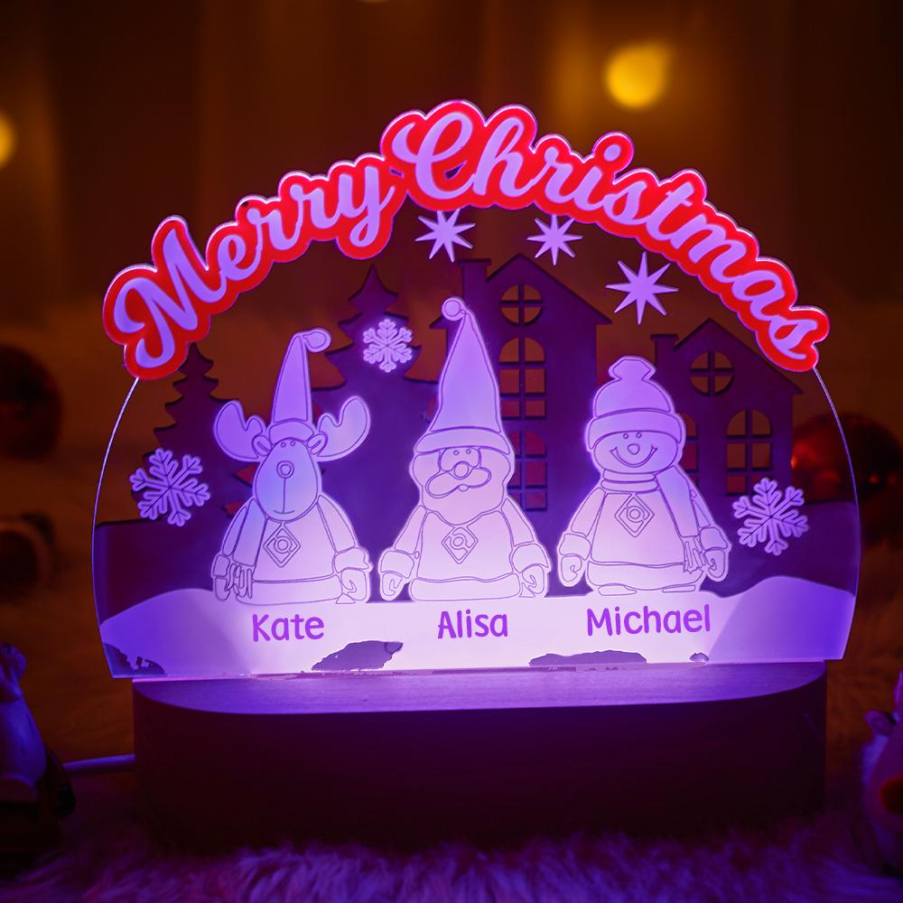 Custom Engraved Lamp Elk Santa Snowman Christmas Gift to Children