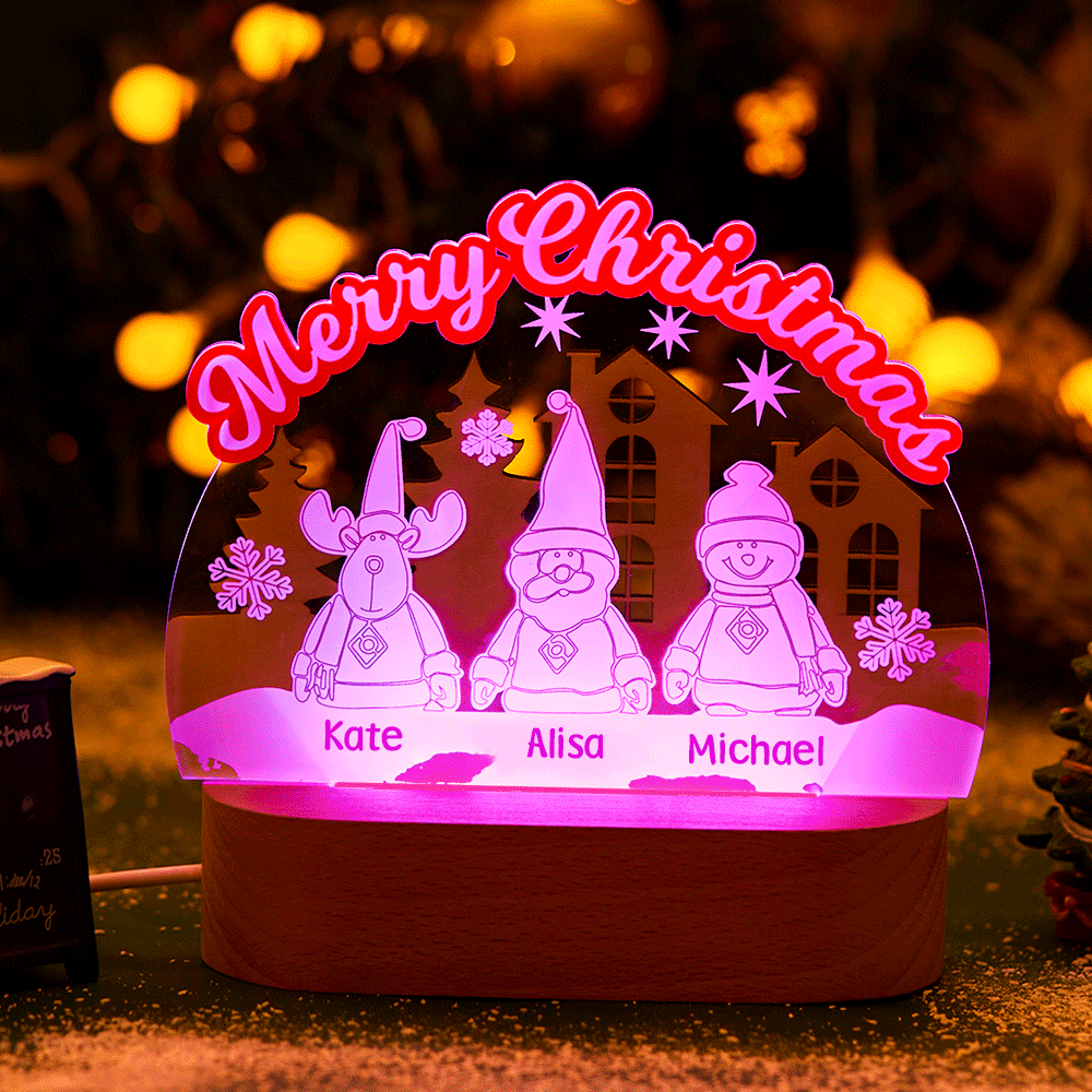 Custom Engraved Lamp Elk Santa Snowman Christmas Gift to Children