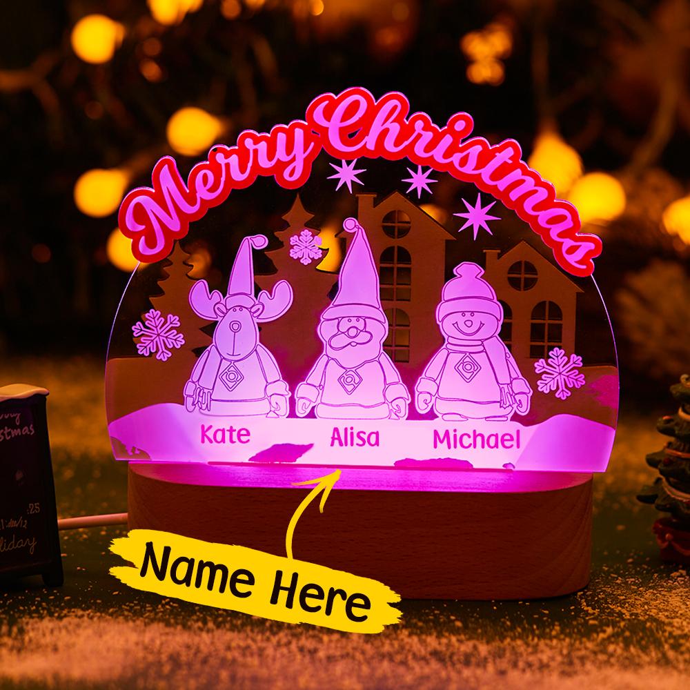 Custom Engraved Lamp Elk Santa Snowman Christmas Gift to Children