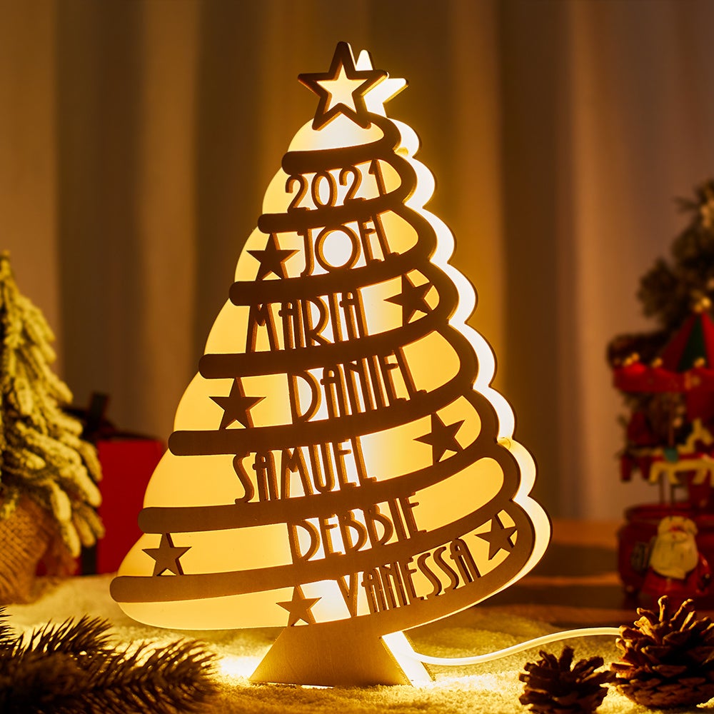 Custom Engraved Family Name Christmas Tree Unique Decorations for Family Christmas Gifts
