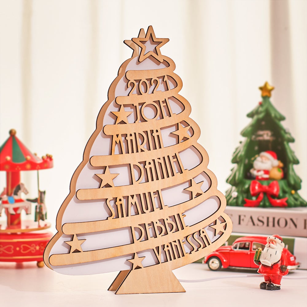 Custom Engraved Family Name Christmas Tree Unique Decorations for Family Christmas Gifts