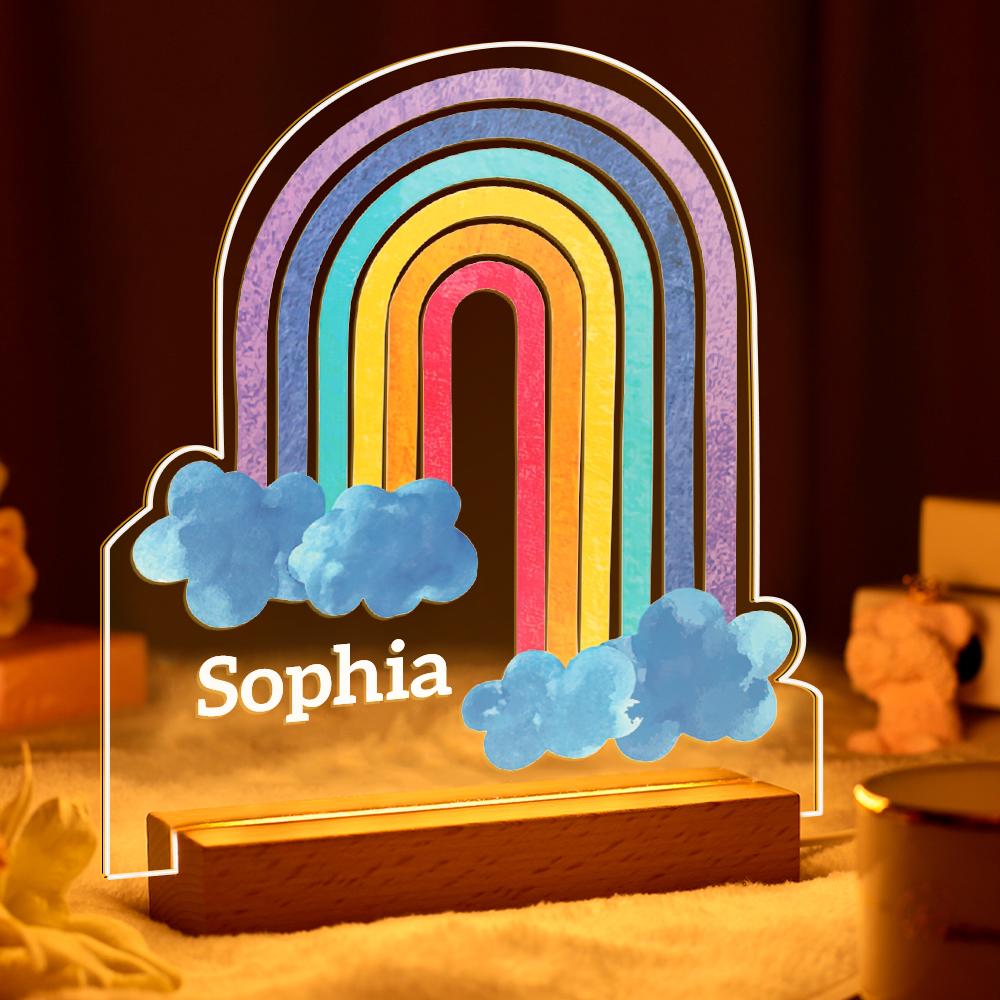 Custom Rainbow Night Light For Kid With Personalized Name Bedroom Baby Gift