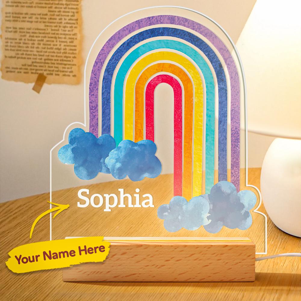 Custom Rainbow Night Light For Kid With Personalized Name Bedroom Baby Gift