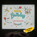 Custom Name Cartoon Happy Birthday Projector Lamp Home Party Decor Atmosphere Light Birthday Gift