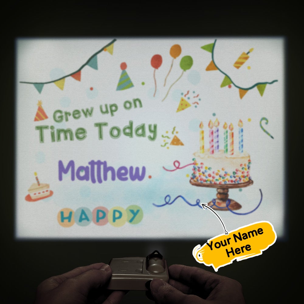 Custom Name Cartoon Grew Up on Time Today Projector Lamp Home Party Decor Atmosphere Light Birthday Gift