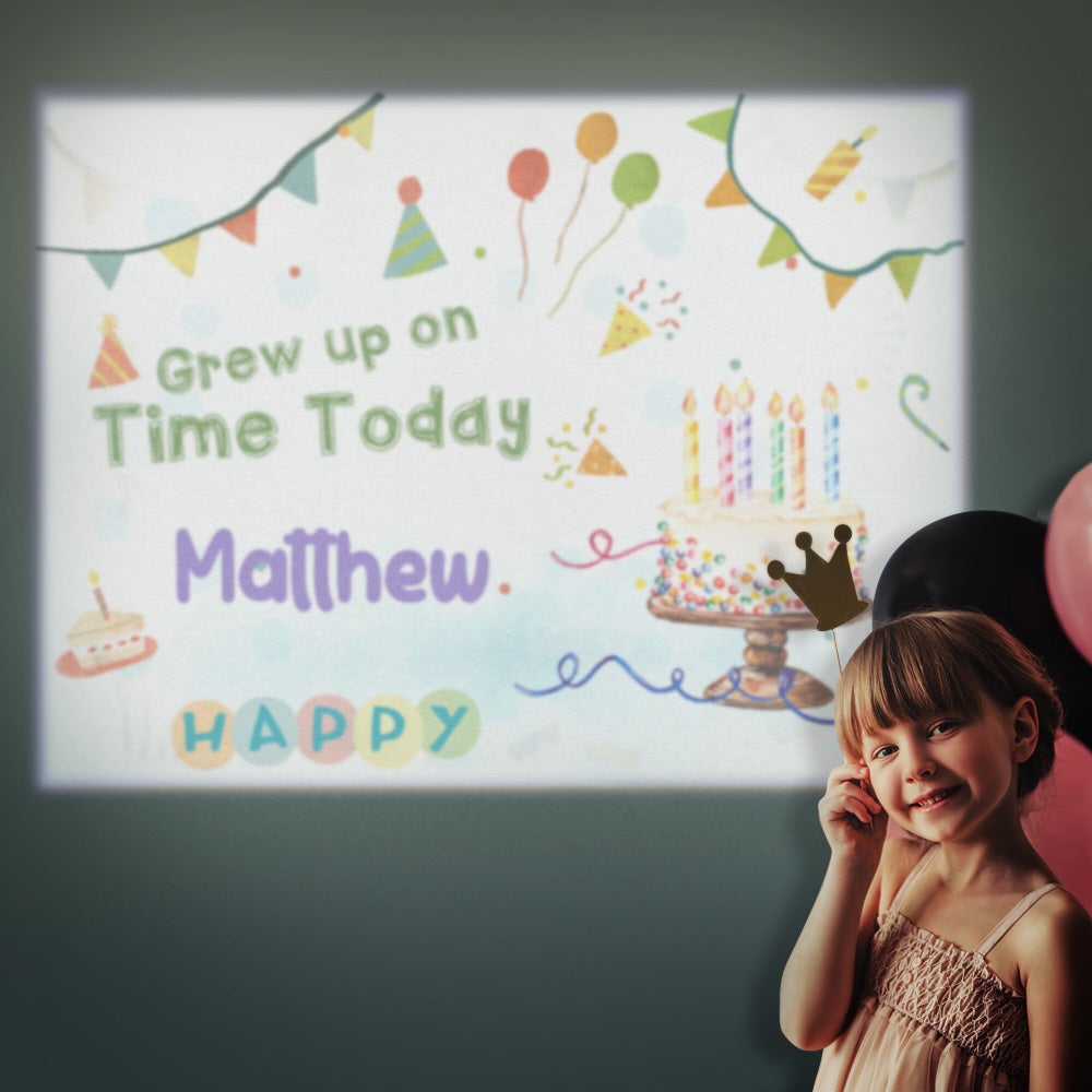 Custom Name Cartoon Grew Up on Time Today Projector Lamp Home Party Decor Atmosphere Light Birthday Gift