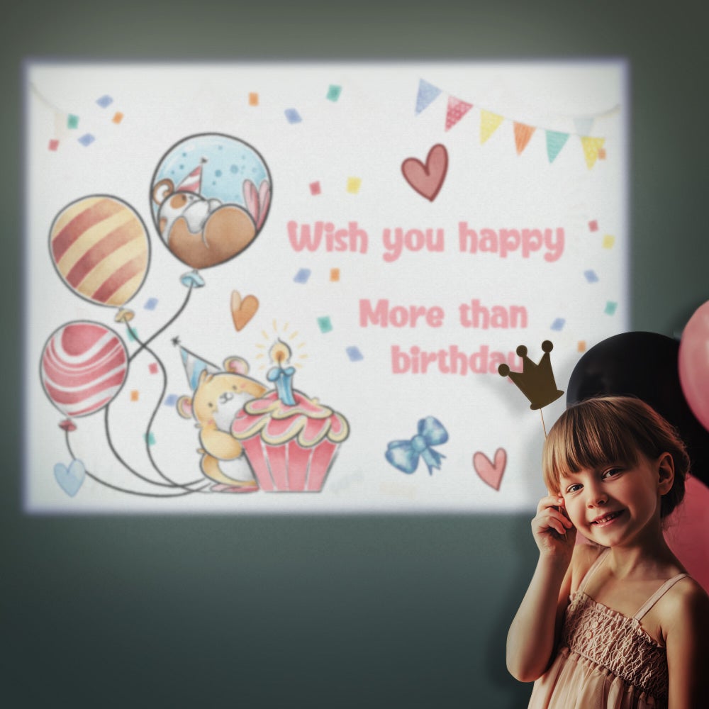 Custom Text Cartoon Balloon Projector Lamp Home Party Decor Atmosphere Light Birthday Gift