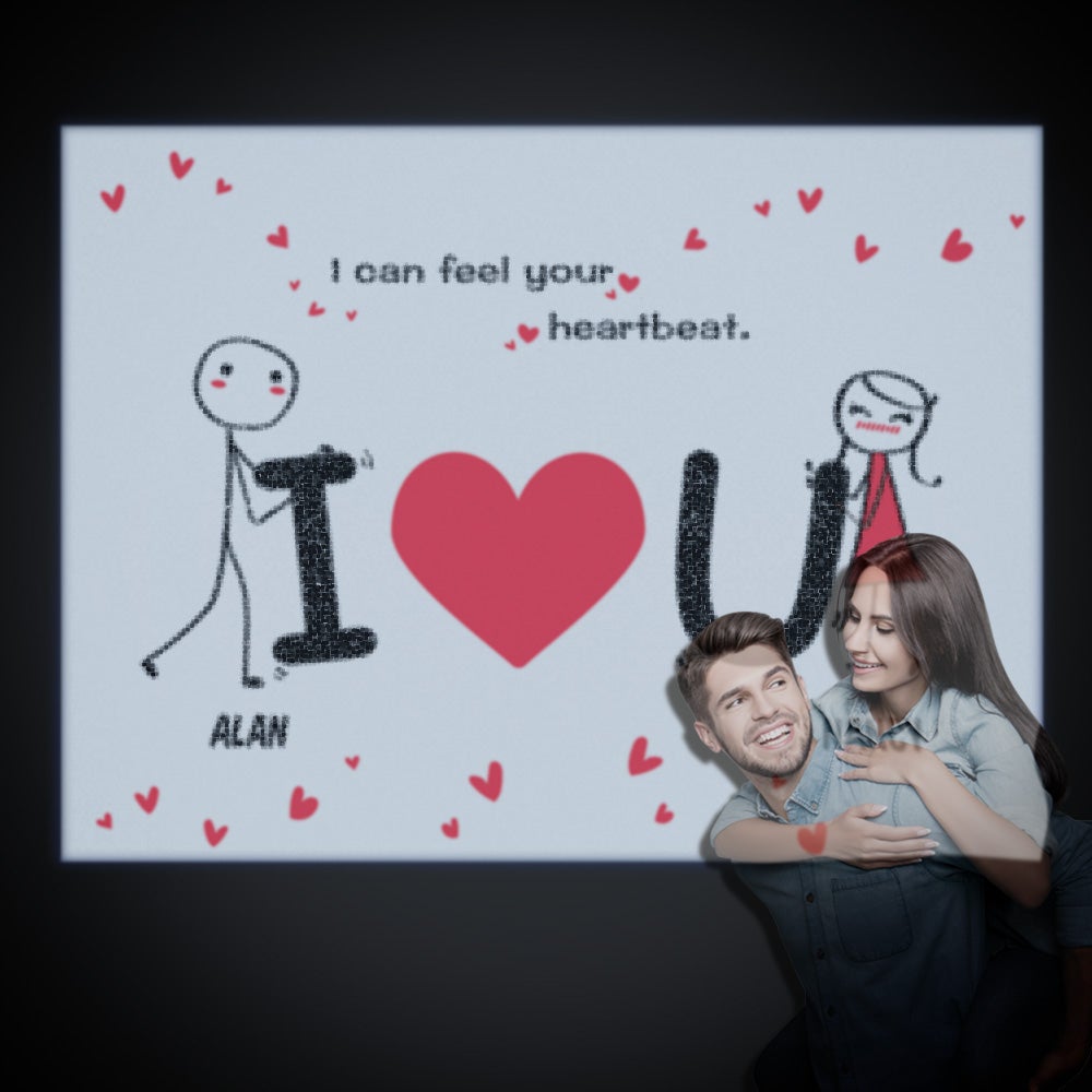 Custom Name Projector Lamp Romantic I Can Feel Your Heartbeat Home Party Decor Atmosphere Light Valentine's Day Gift