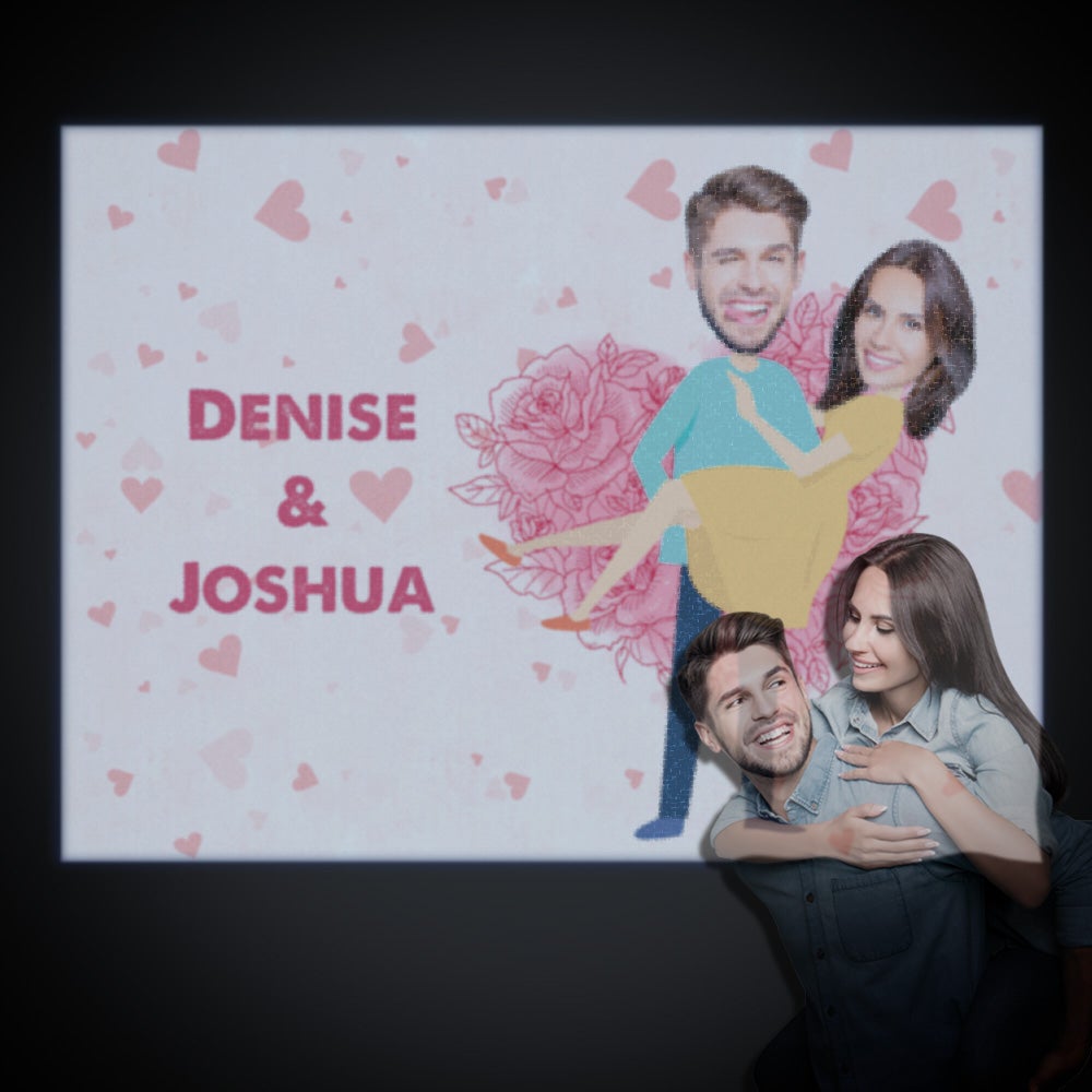 Custom Name Face Projector Lamp Romantic Pink Flower Home Party Decor Atmosphere Light Valentine's Day Gift