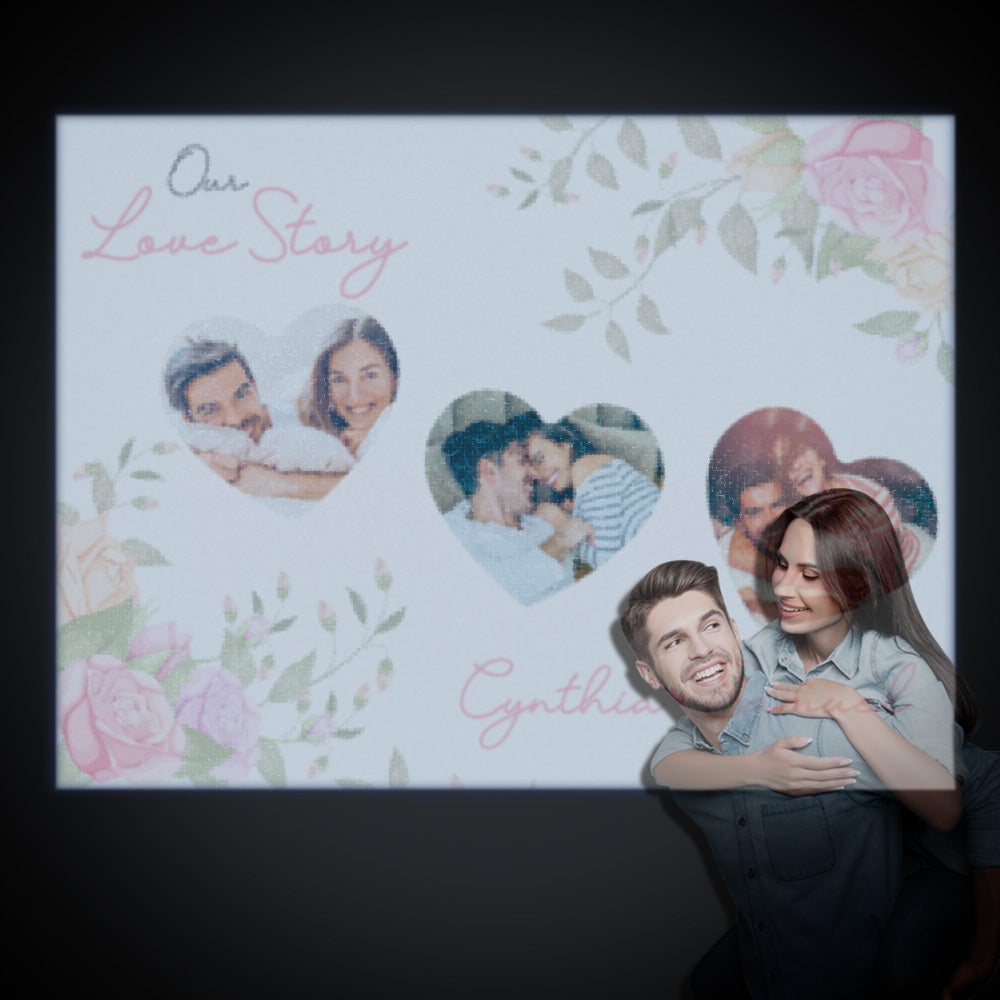 Custom Name Photo Projector Lamp Romantic Fresh Flower Home Party Decor Atmosphere Light Valentine's Day Gift