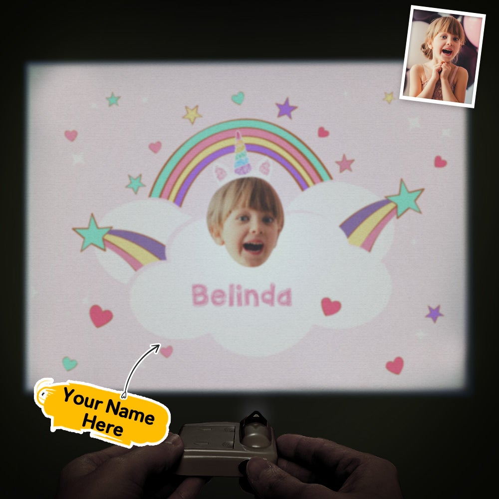 Custom Name Face Projector Lamp Cartoon Unicorn Home Party Decor Atmosphere Light