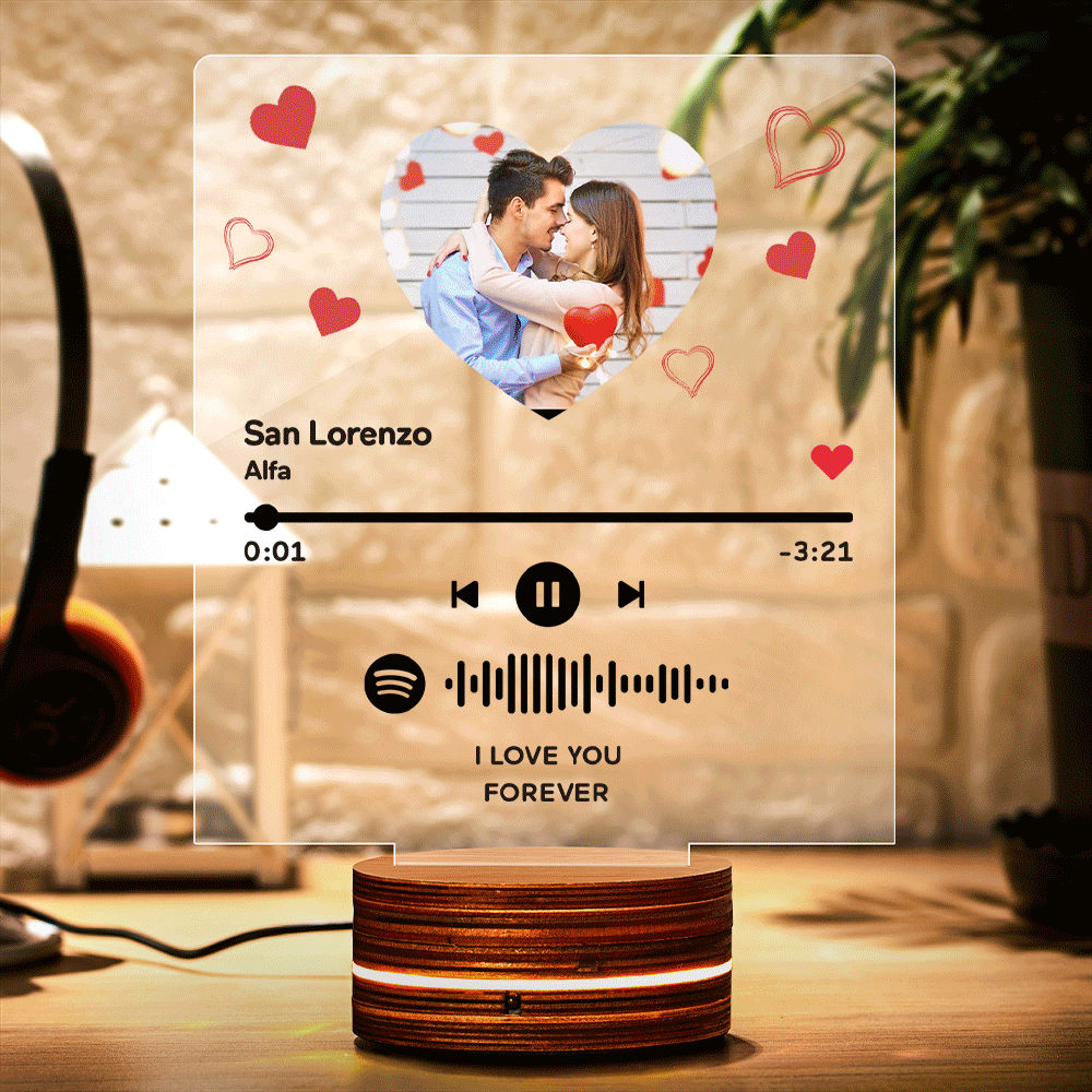 Custom Spotify Art Night Light with Scannable Anniversary Gift for Her