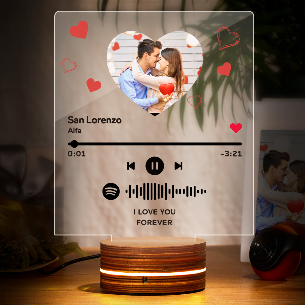 Custom Spotify Art Night Light with Scannable Anniversary Gift for Her