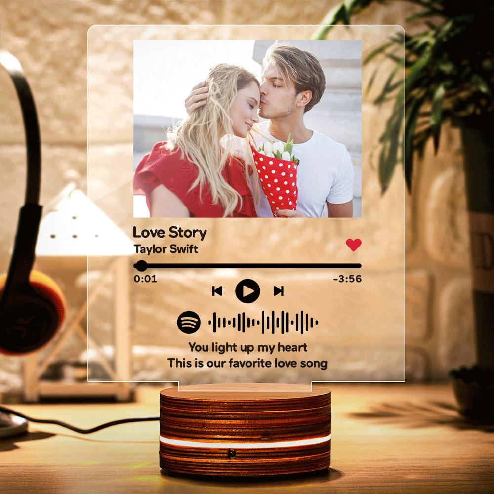 Custom Photo Spotify Code Night Light Music Plaque Night Light Romantic Gift