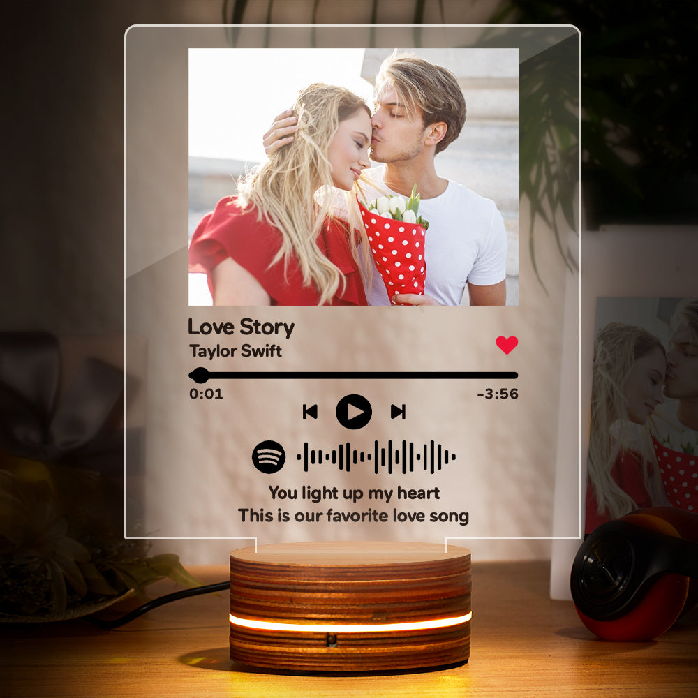 Custom Photo Spotify Code Night Light Music Plaque Night Light Romantic Gift