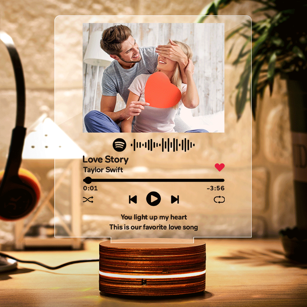 Custom Spotify Art Night Light with Scannable Music Night Light Valentine's Day Gift